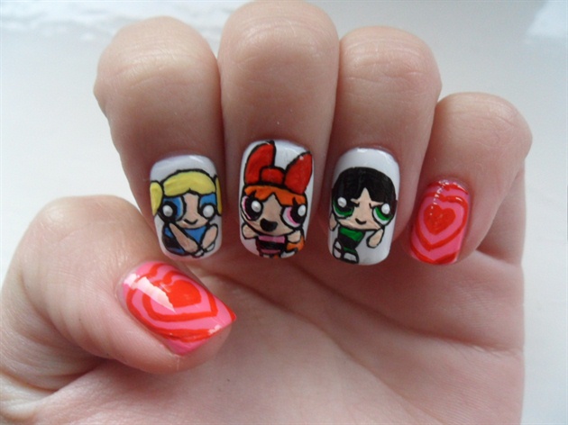 Powerpuff girl nails