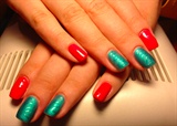 Fresh green and red nail design