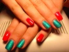 Fresh green and red nail design