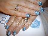 Blue Glitter &amp; Hand Painted Flowers