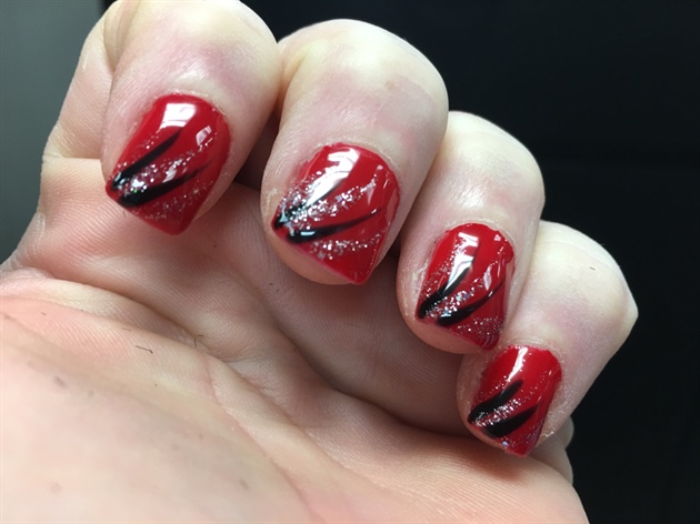 Red With Black And Sparkle Swishes
