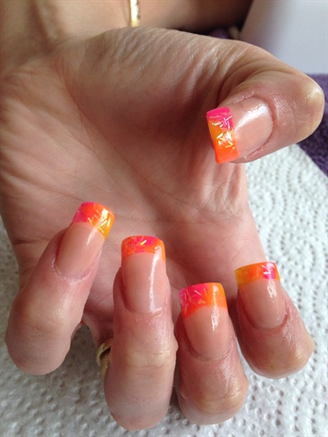 Pink Orange Yellow Nails