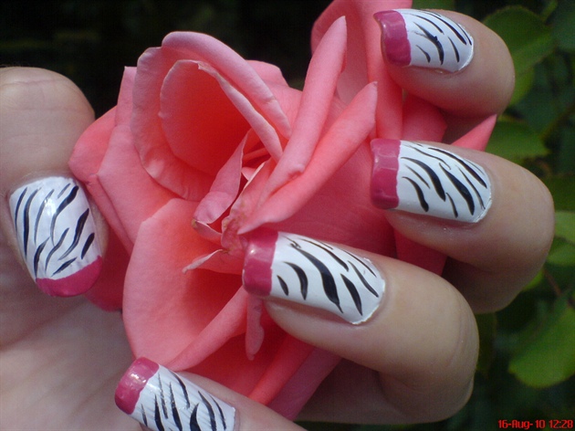 Zebra print  with pink french