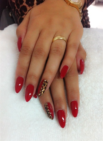 Red#gold#gel#gold#stone#💅