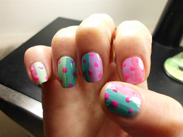 Add dots over the nail colors