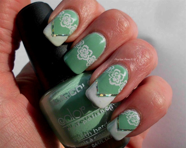 Mint and white french floral 