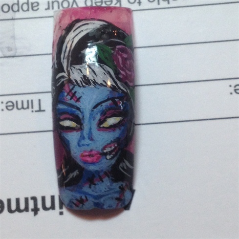 Zombie girl -- Halloween nail art