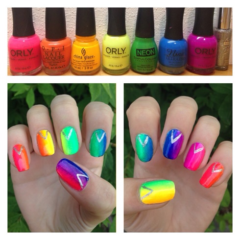 Rainbow Ombre Nails 