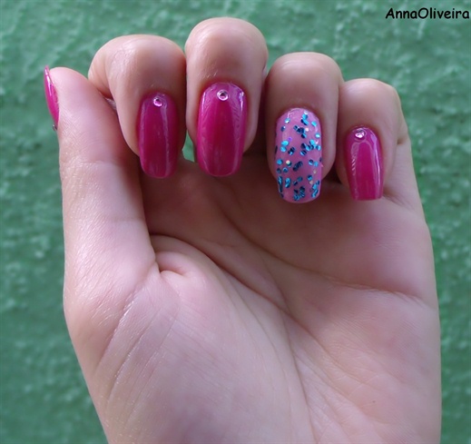 Pink with Blue Glitter