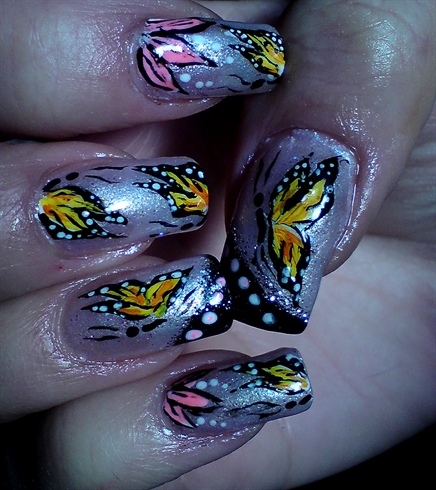 Butterfly nail art design,