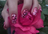 pink flower nail art