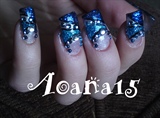 blue nail art design
