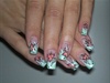  Green French manicure NAIL ART flower