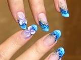 3D bow Nail Art ,blue nail art design