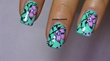 Pink and blue nail art design