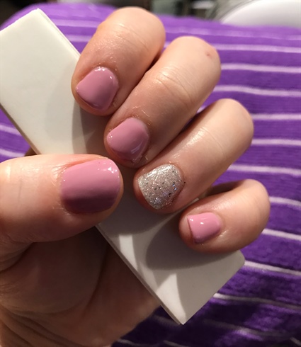 Pink with a glitter accent 