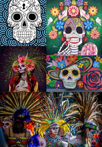 These are the images that inspired my piece. i love the colors, the textures, and the headdresses.