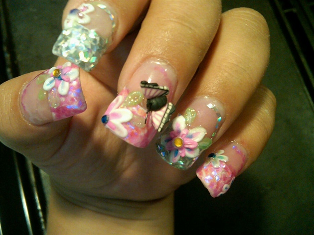 3D flowers with butterfly