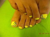 yellow with black stripes
