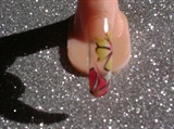 Red &amp; Yellow Flower clear Nail