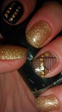 Black and Gold Gel Manicure (left hand)