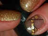 Black and Gold Gel Manicure (left hand)