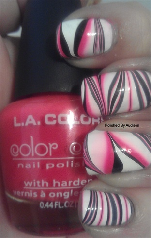 Pink, white and Black Striped Water Marb