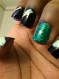 Green And Midnight Blue Nails