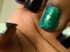 Green And Midnight Blue Nails