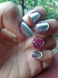 Pink And Silver Fishnet Mani