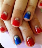 red and blue with glitter❤