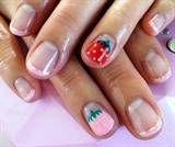 2 strawberries french nail