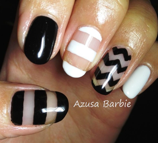 black, white, and clear nail design - Nail Art Gallery