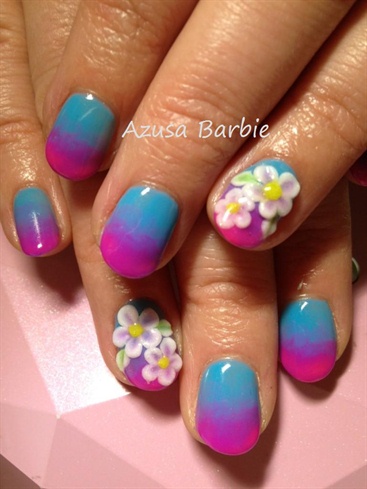 ombre with 3D flowers