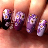 purple flowers nail