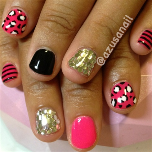 pink leopard nailart