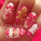 Barbie Christmas nails♡