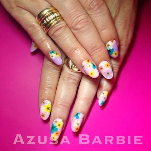 colorful flower nail♡