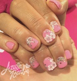 3d Flowers On Pink Nails