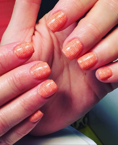 Peach Stamped Nails