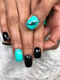 Teal Feather Nails
