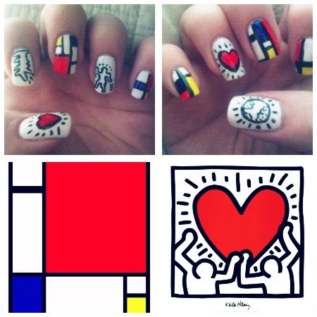 Keith Haring and Piet Mondrian Nails