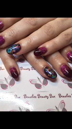 Gel Polish With Foil And Glitter