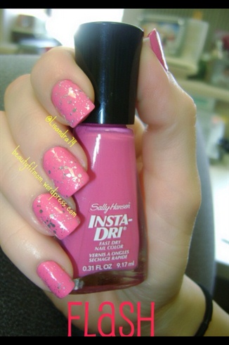 Pink and glitter nails