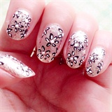 Glitter white flower nail polish