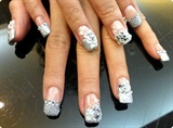 Silver French Tip with Emboss Flowers