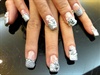 Silver French Tip with Emboss Flowers