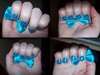 blue with black stripe nails