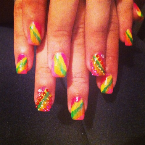 Multicolor Acrylic nails 