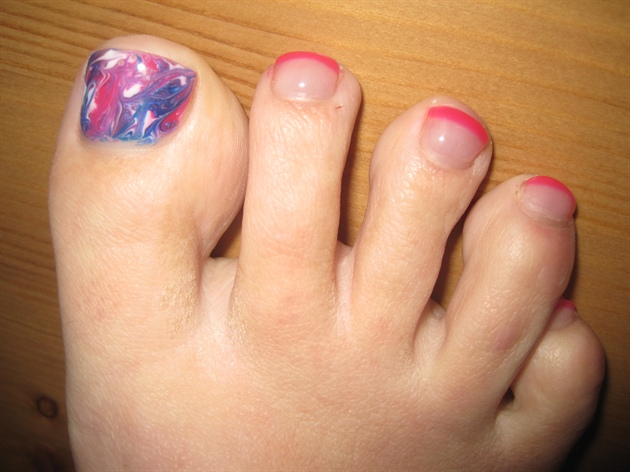 Pink, Blue, Purple &amp; White Marbled Toes